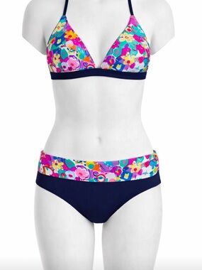 Anne Cole Signature Women’s Brights Hipster Bikini Bottoms Navy Blue NEW S 2 4